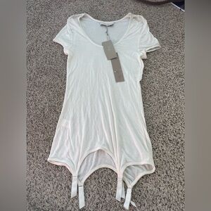 NWT max azria cream ribbed tee large White Women's Top